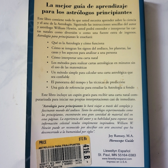 ASTROLOGIA PARA PRINCIPIANTES: INTERPRETE SU CARTA NATAL By William W. Hewitt VG - Picture 2 of 4